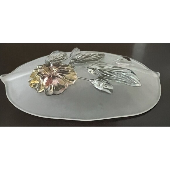 Vintage Mikaso Calypso Footed Frosted Footed Floral Platter 11" - Picture 4 of 4